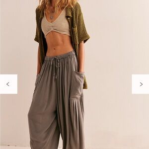 Free People Quinn Pants Wide-Leg Small Gray
